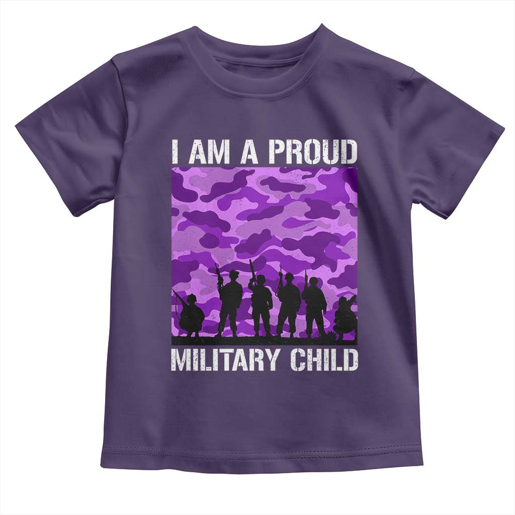 I Am A Proud Military Child Toddler T Shirt Military Child Month Purple Camouflage Flag
