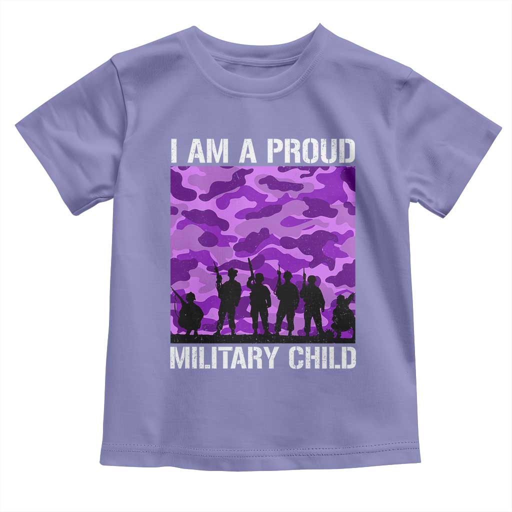 I Am A Proud Military Child Toddler T Shirt Military Child Month Purple Camouflage Flag
