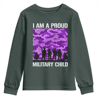 I Am A Proud Military Child Youth Sweatshirt Military Child Month Purple Camouflage Flag