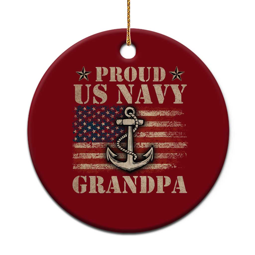 Proud US Navy Grandpa Ceramic Ornament Vintage American Flag Anchor - Wonder Print Shop