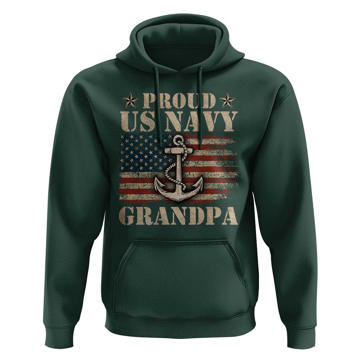 Proud US Navy Grandpa Hoodie Vintage American Flag Anchor