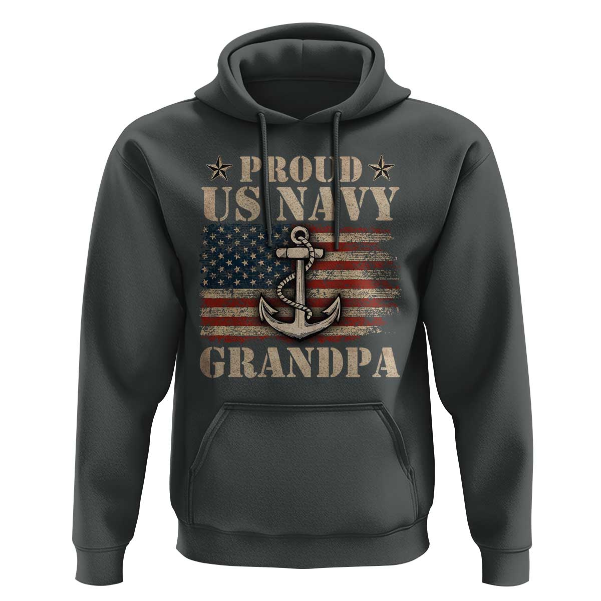 Proud US Navy Grandpa Hoodie Vintage American Flag Anchor
