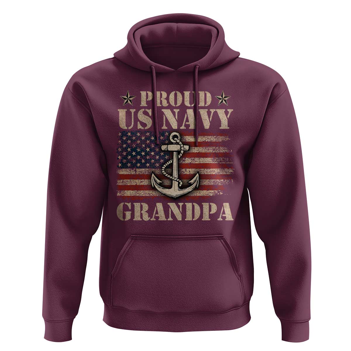 Proud US Navy Grandpa Hoodie Vintage American Flag Anchor