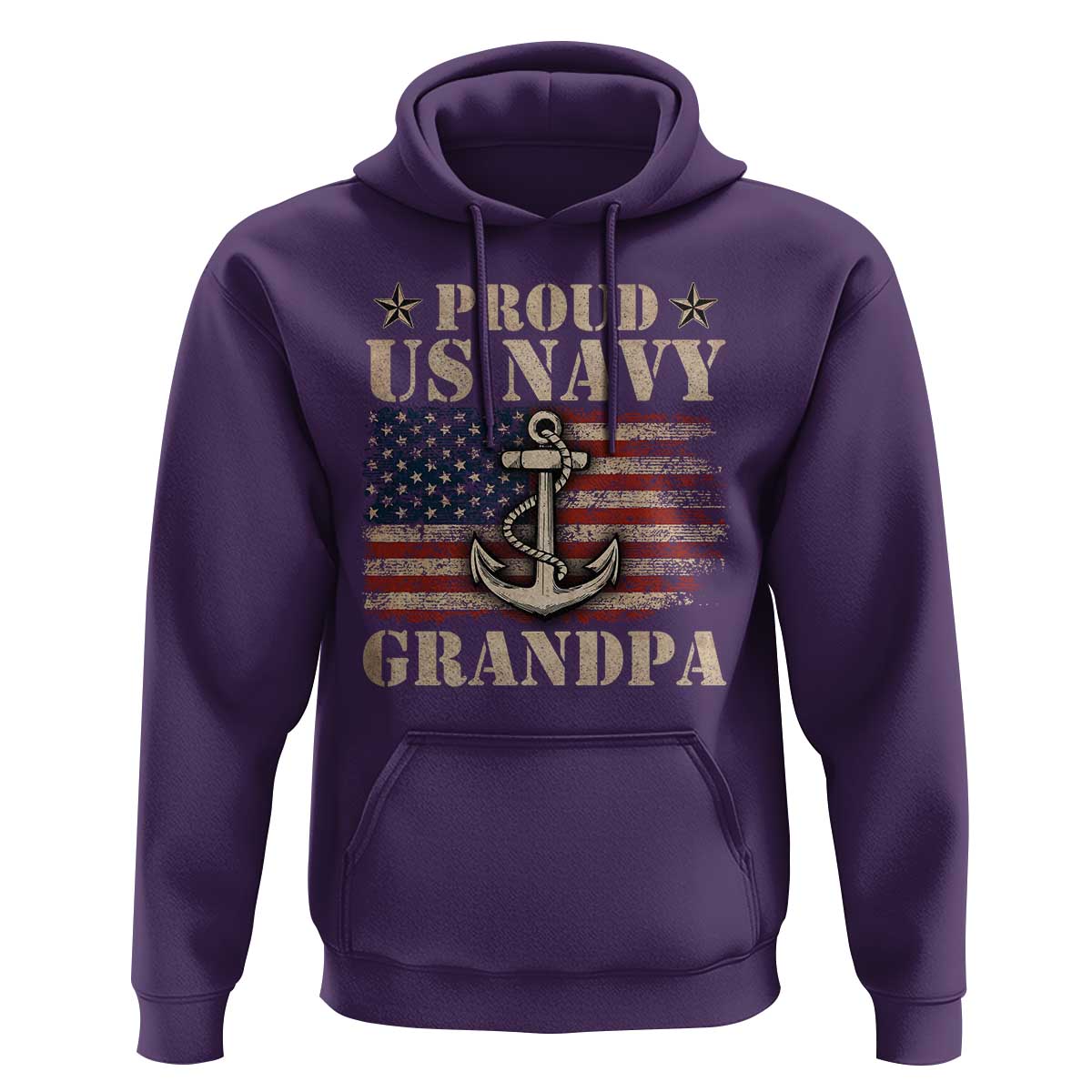 Proud US Navy Grandpa Hoodie Vintage American Flag Anchor