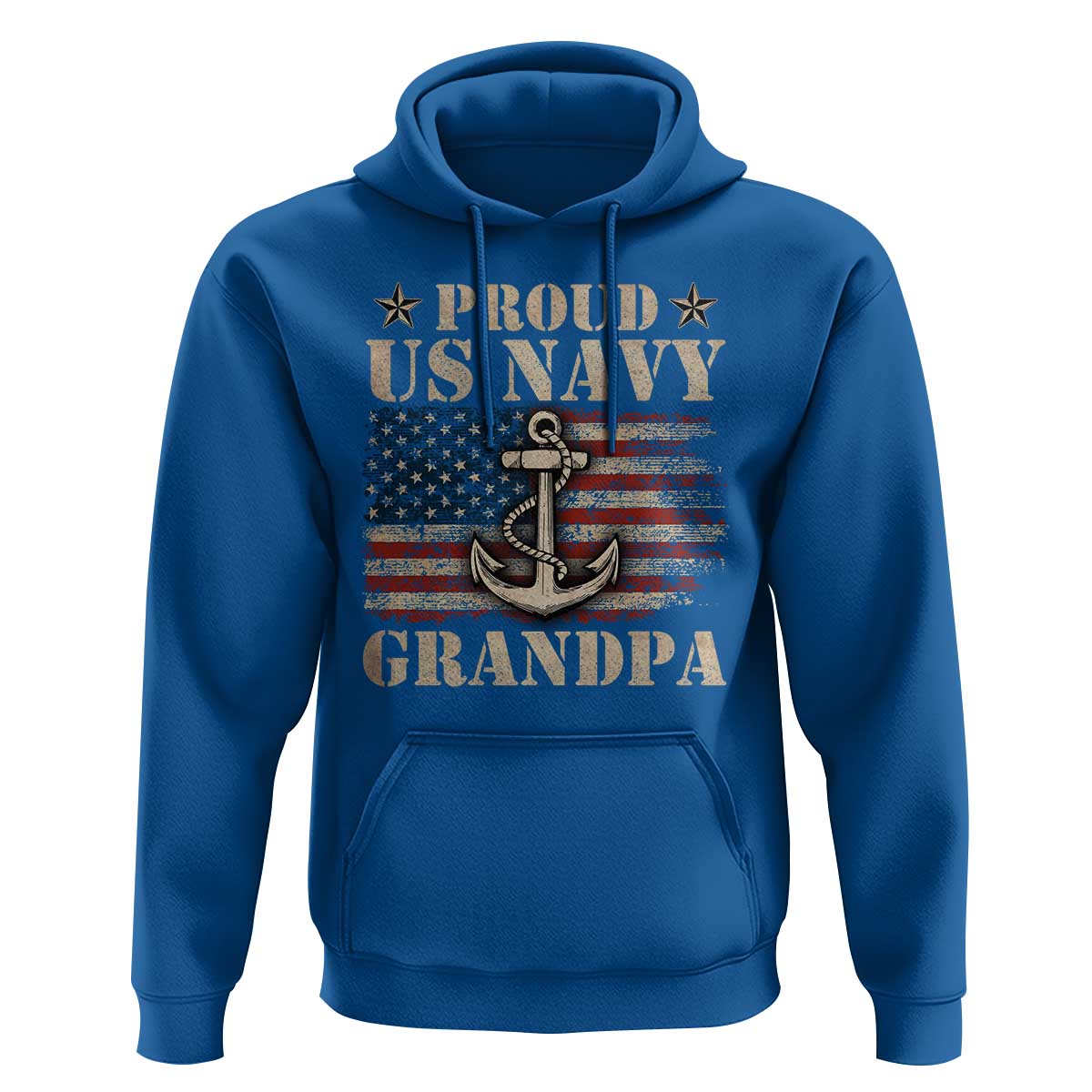 Proud US Navy Grandpa Hoodie Vintage American Flag Anchor