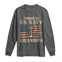 Proud US Navy Grandpa Long Sleeve Shirt Vintage American Flag Anchor