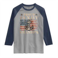 Proud US Navy Grandpa Raglan Shirt Vintage American Flag Anchor