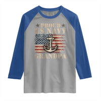 Proud US Navy Grandpa Raglan Shirt Vintage American Flag Anchor