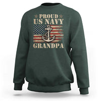 Proud US Navy Grandpa Sweatshirt Vintage American Flag Anchor