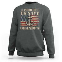 Proud US Navy Grandpa Sweatshirt Vintage American Flag Anchor