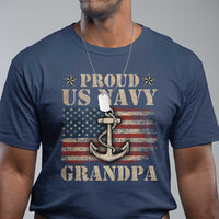 Proud US Navy Grandpa T Shirt Vintage American Flag Anchor