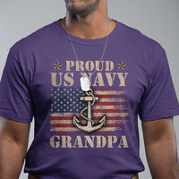 Proud US Navy Grandpa T Shirt Vintage American Flag Anchor
