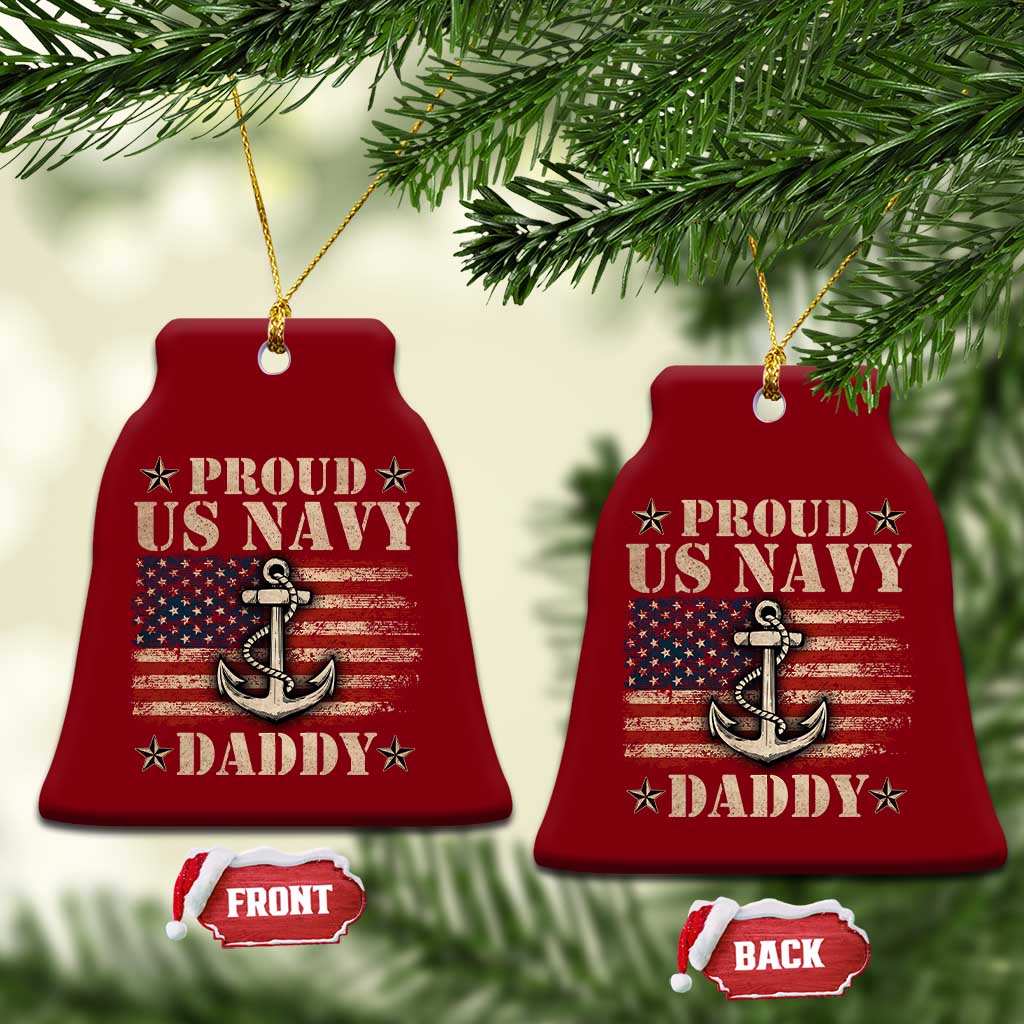 Proud US Navy Daddy Ceramic Ornament Vintage American Flag Anchor - Wonder Print Shop