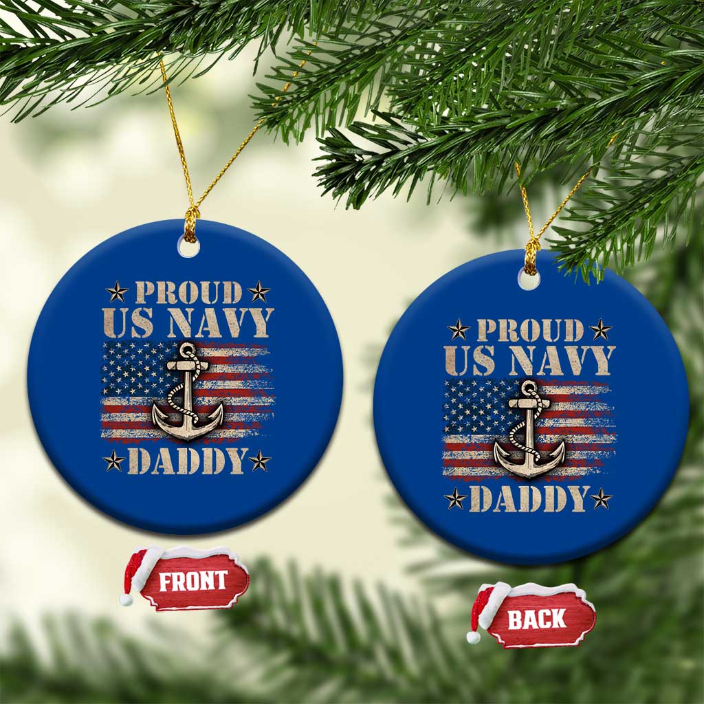 Proud US Navy Daddy Ceramic Ornament Vintage American Flag Anchor - Wonder Print Shop