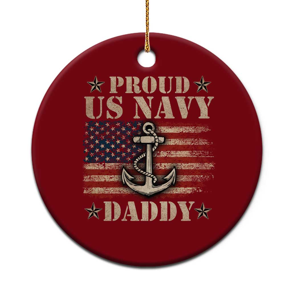 Proud US Navy Daddy Ceramic Ornament Vintage American Flag Anchor - Wonder Print Shop