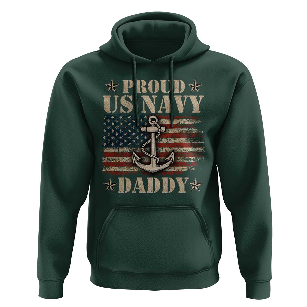 Proud US Navy Daddy Hoodie Vintage American Flag Anchor