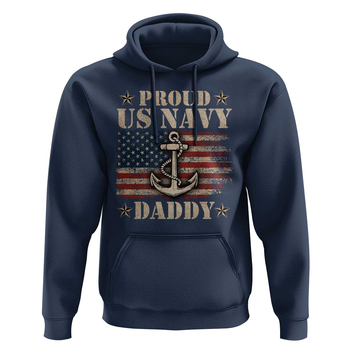 Proud US Navy Daddy Hoodie Vintage American Flag Anchor