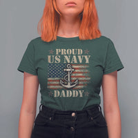 Proud US Navy Daddy T Shirt For Women Vintage American Flag Anchor