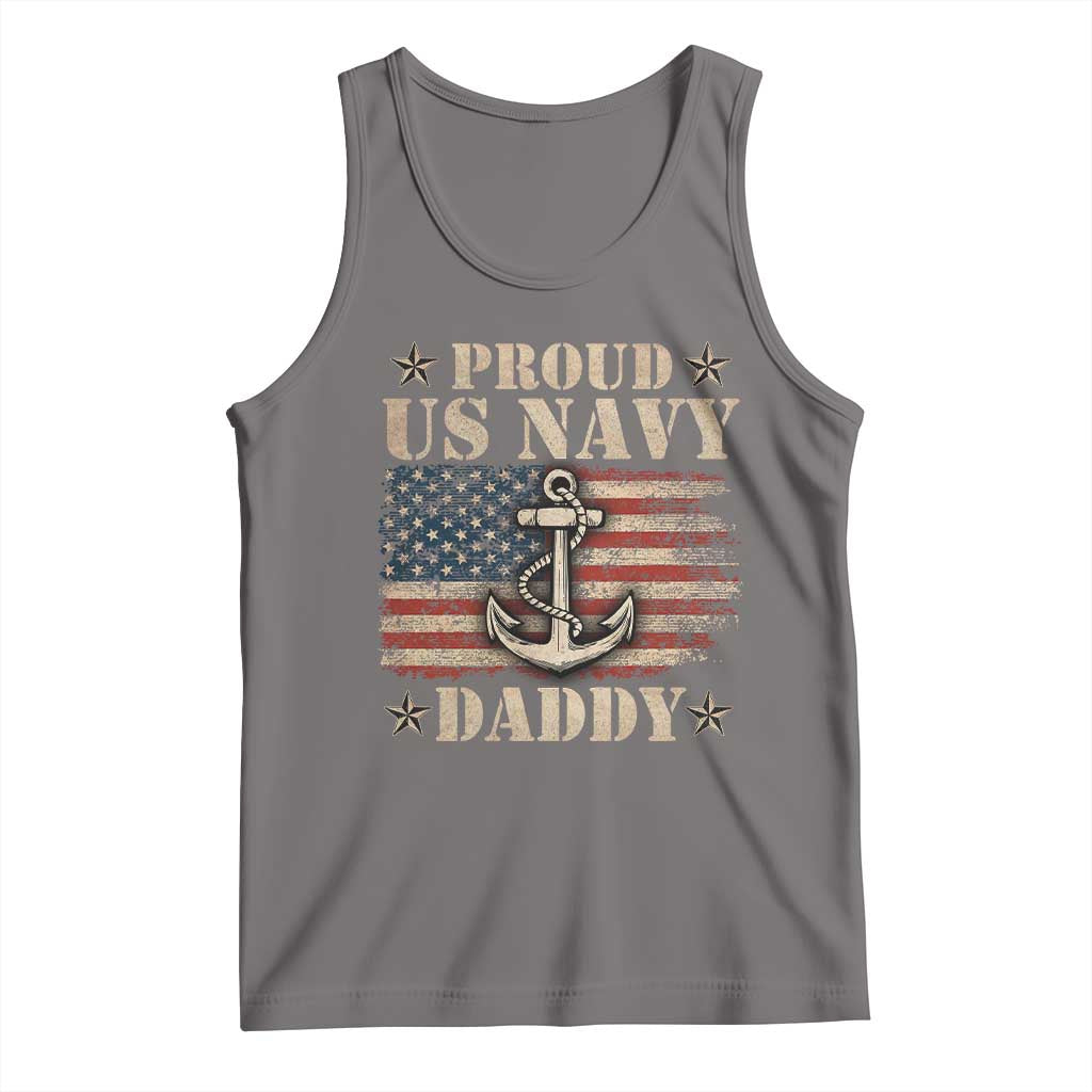 Proud US Navy Daddy Tank Top Vintage American Flag Anchor