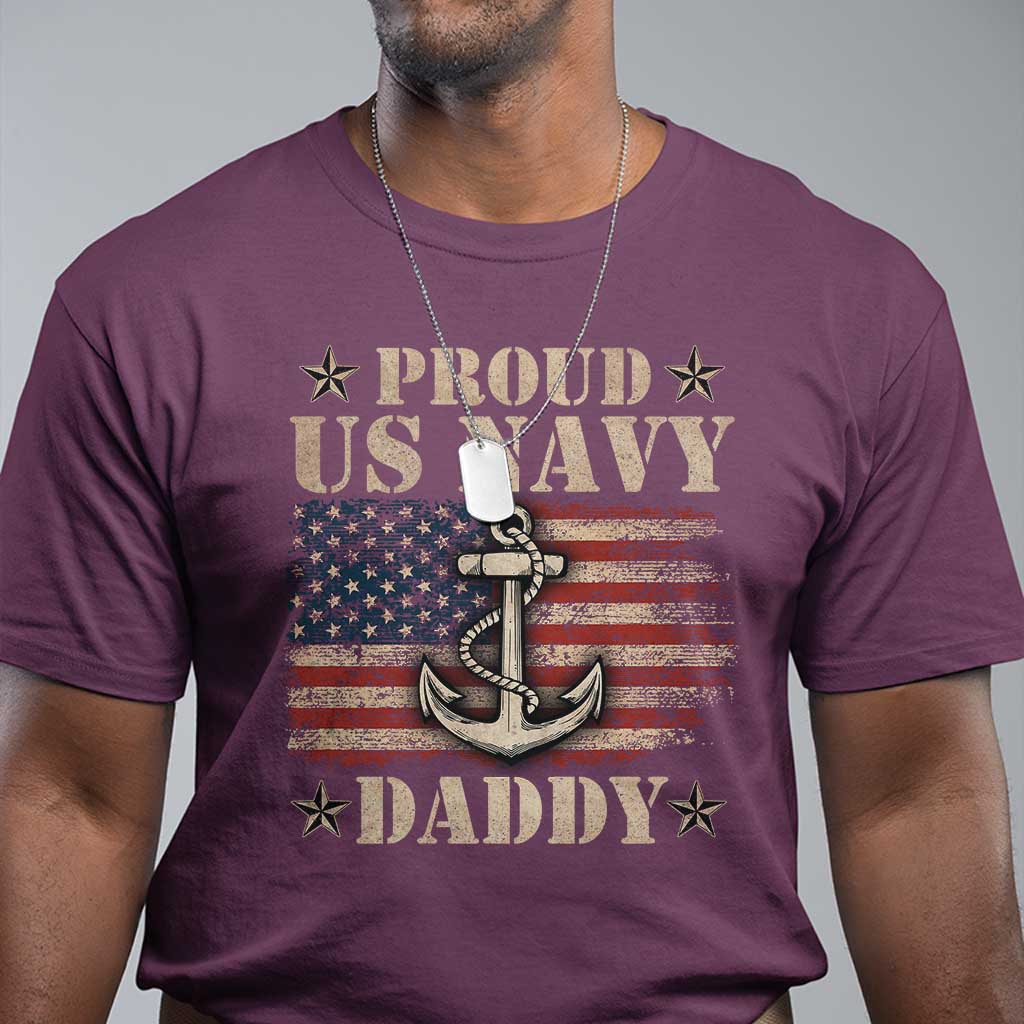 Proud US Navy Daddy T Shirt Vintage American Flag Anchor
