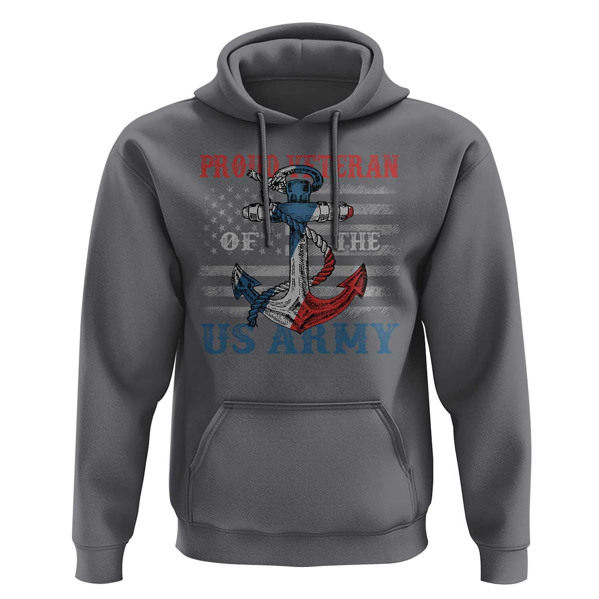 Proud Veteran Of The US Army Hoodie Vintage American Flag Anchor