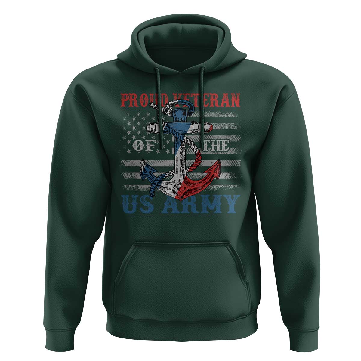 Proud Veteran Of The US Army Hoodie Vintage American Flag Anchor