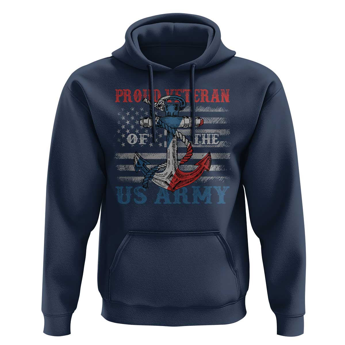 Proud Veteran Of The US Army Hoodie Vintage American Flag Anchor