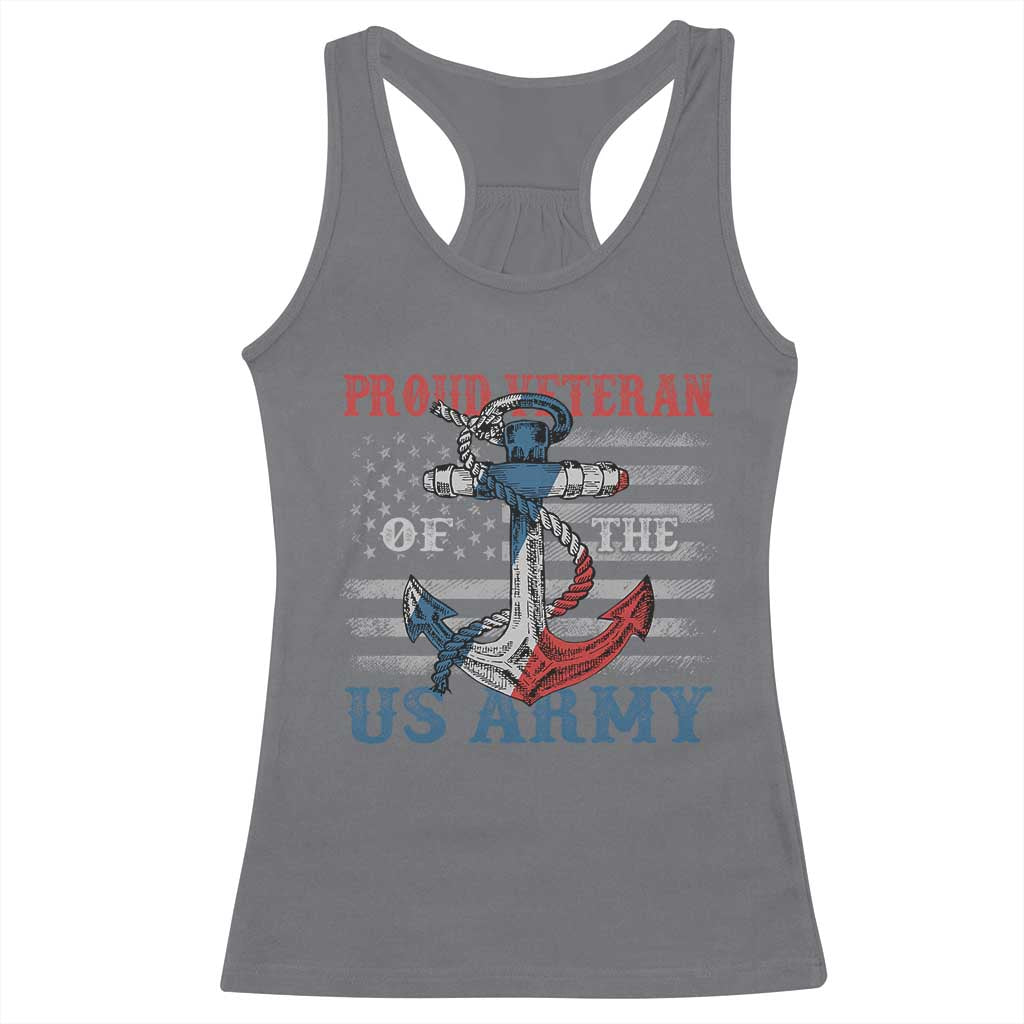 Proud Veteran Of The US Army Racerback Tank Top Vintage American Flag Anchor
