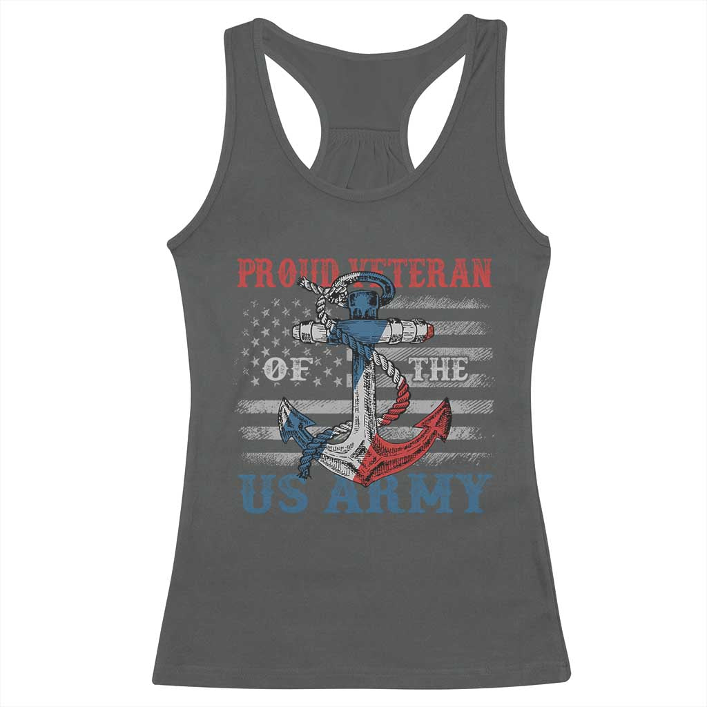Proud Veteran Of The US Army Racerback Tank Top Vintage American Flag Anchor