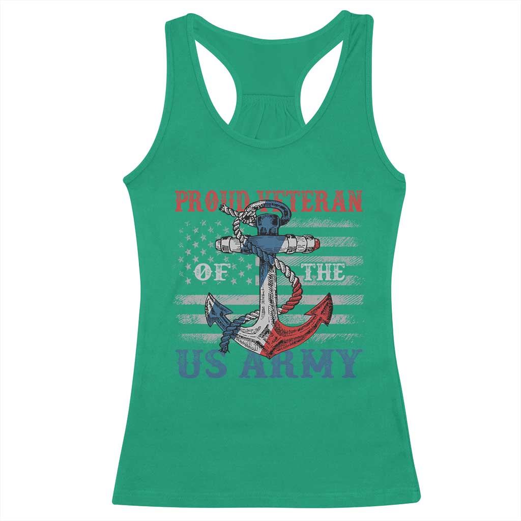 Proud Veteran Of The US Army Racerback Tank Top Vintage American Flag Anchor