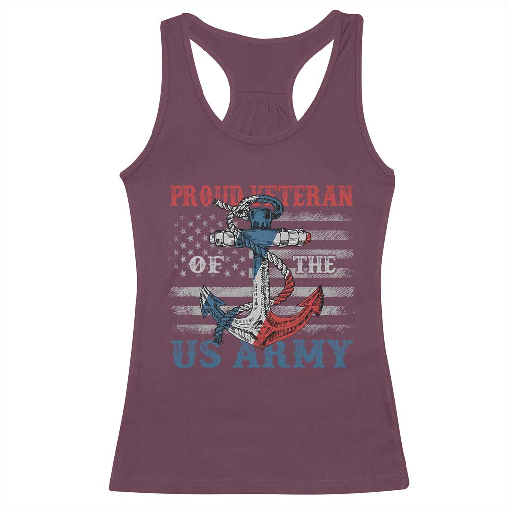 Proud Veteran Of The US Army Racerback Tank Top Vintage American Flag Anchor