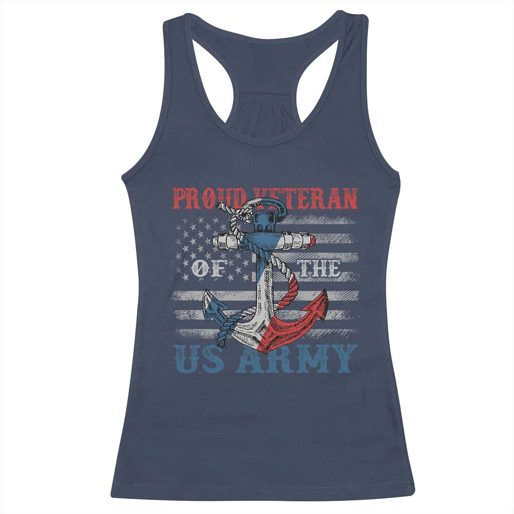 Proud Veteran Of The US Army Racerback Tank Top Vintage American Flag Anchor
