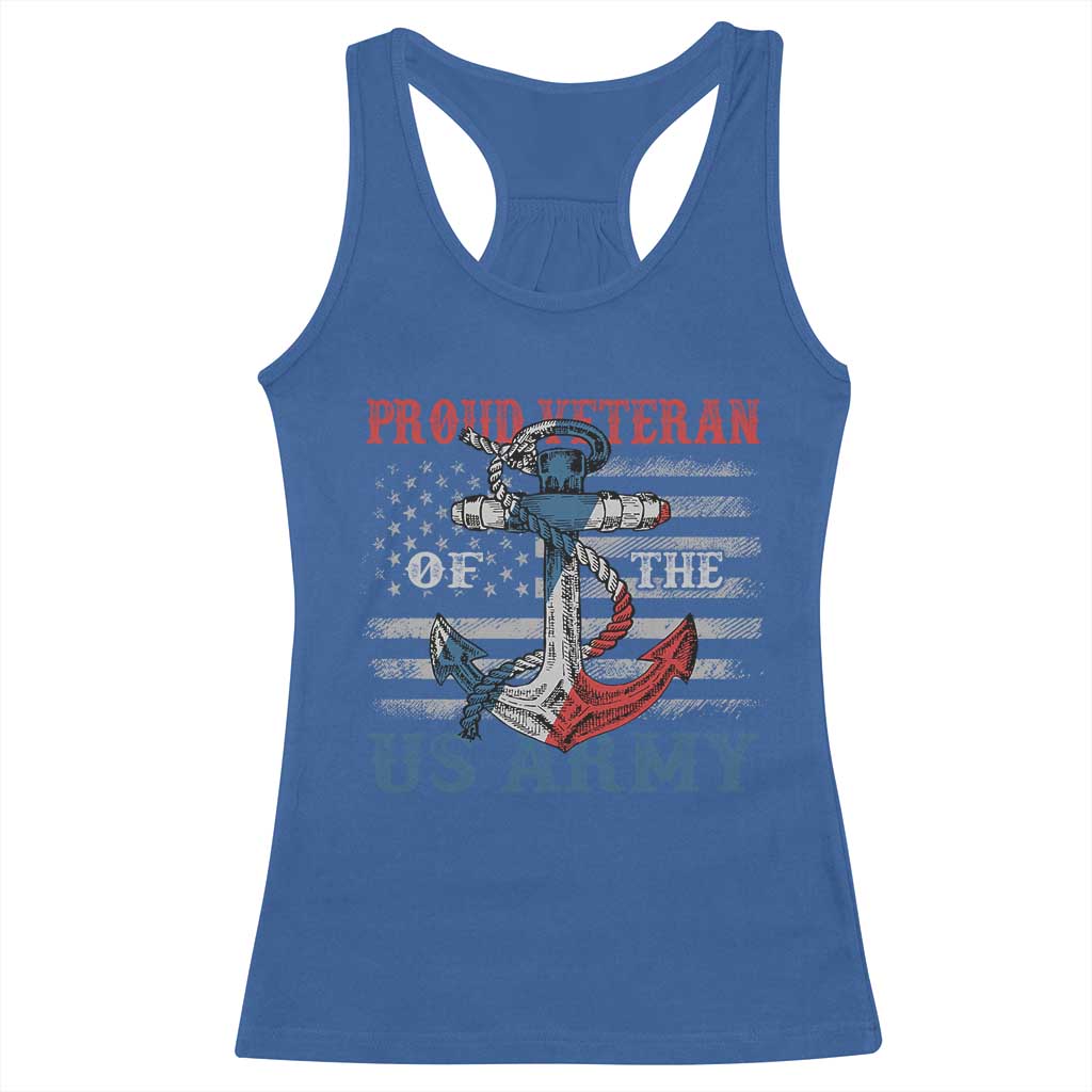 Proud Veteran Of The US Army Racerback Tank Top Vintage American Flag Anchor