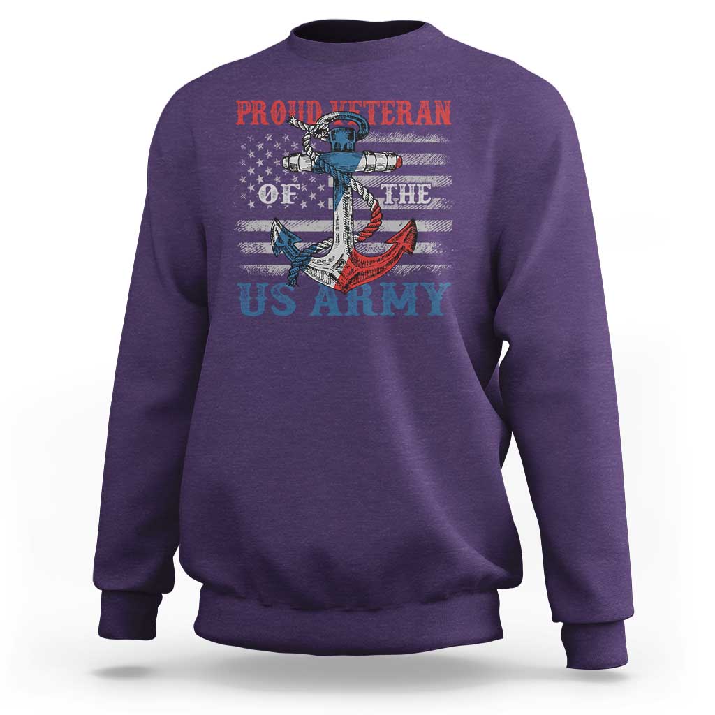 Proud Veteran Of The US Army Sweatshirt Vintage American Flag Anchor