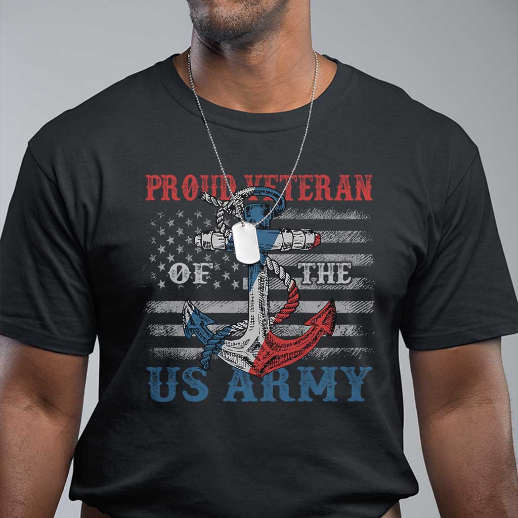 Proud Veteran Of The US Army T Shirt Vintage American Flag Anchor