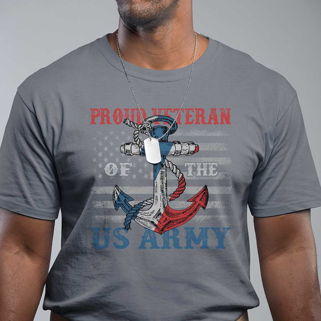 Proud Veteran Of The US Army T Shirt Vintage American Flag Anchor