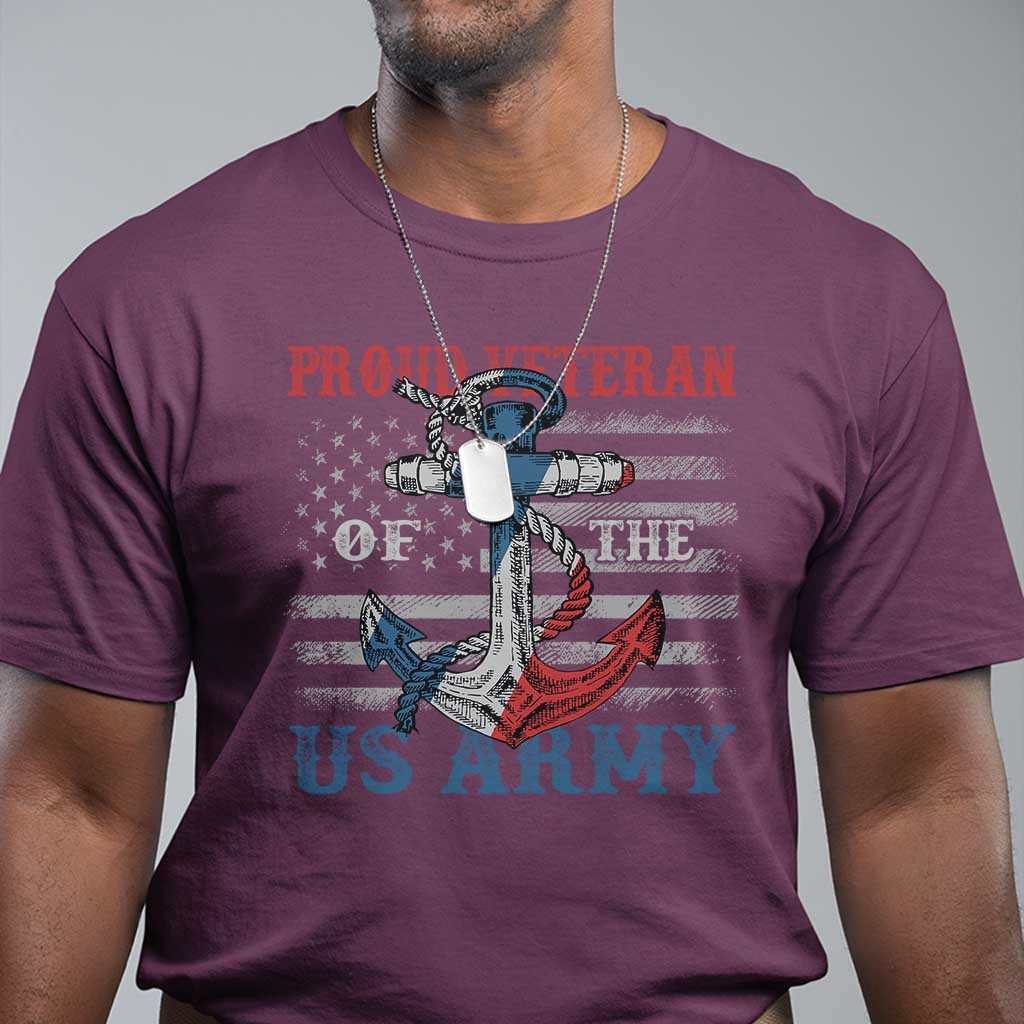 Proud Veteran Of The US Army T Shirt Vintage American Flag Anchor