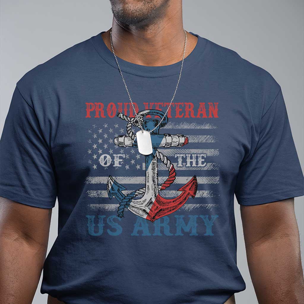Proud Veteran Of The US Army T Shirt Vintage American Flag Anchor