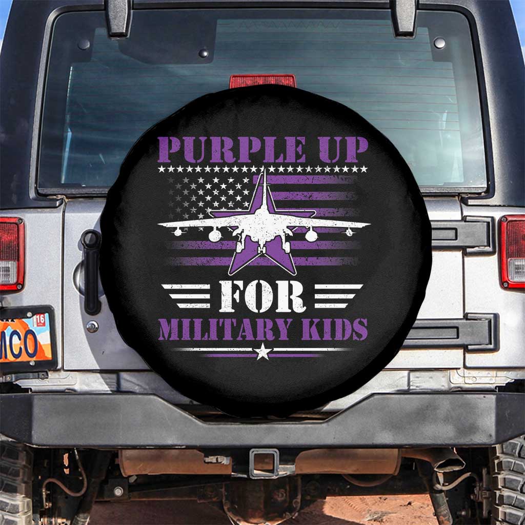 Purple Up For Military Kids Spare Tire Cover Vintage American Flag Fights