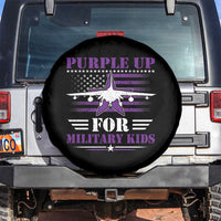 Purple Up For Military Kids Spare Tire Cover Vintage American Flag Fights