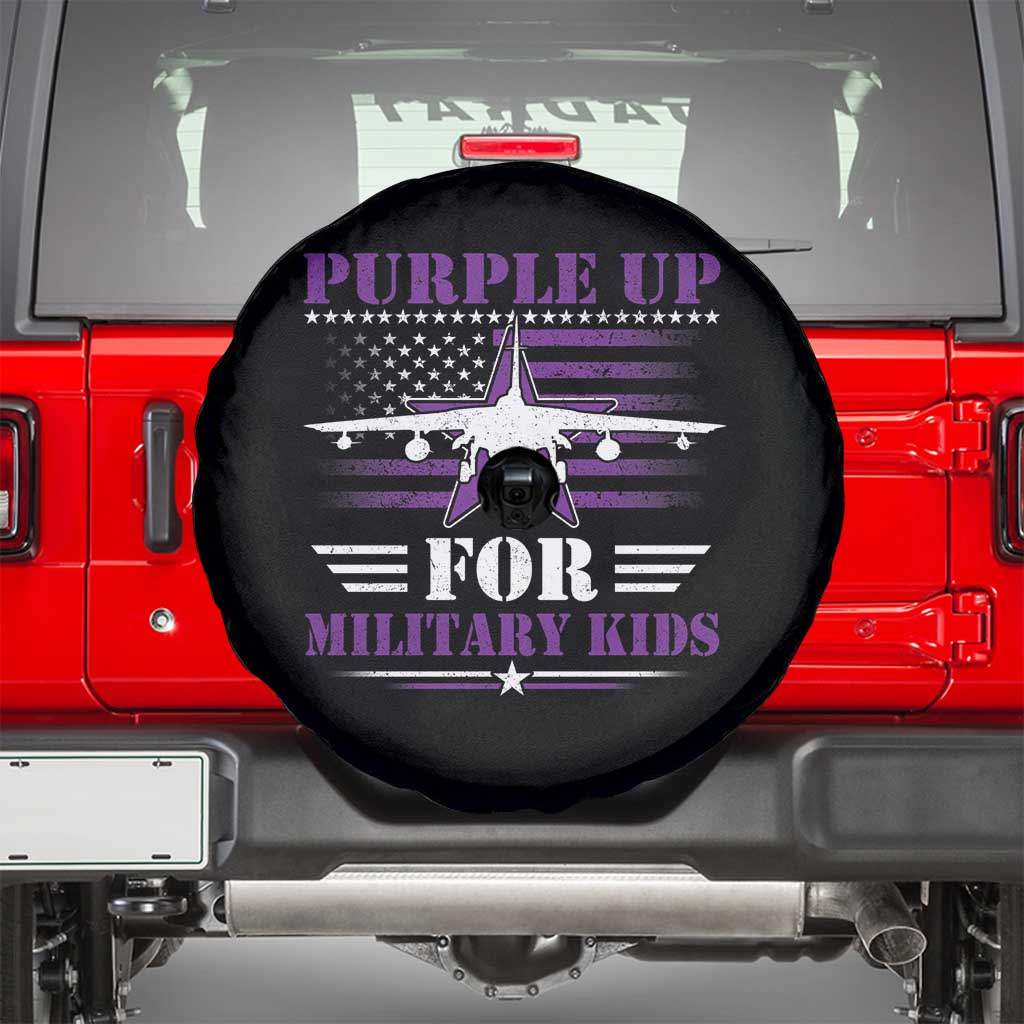 Purple Up For Military Kids Spare Tire Cover Vintage American Flag Fights
