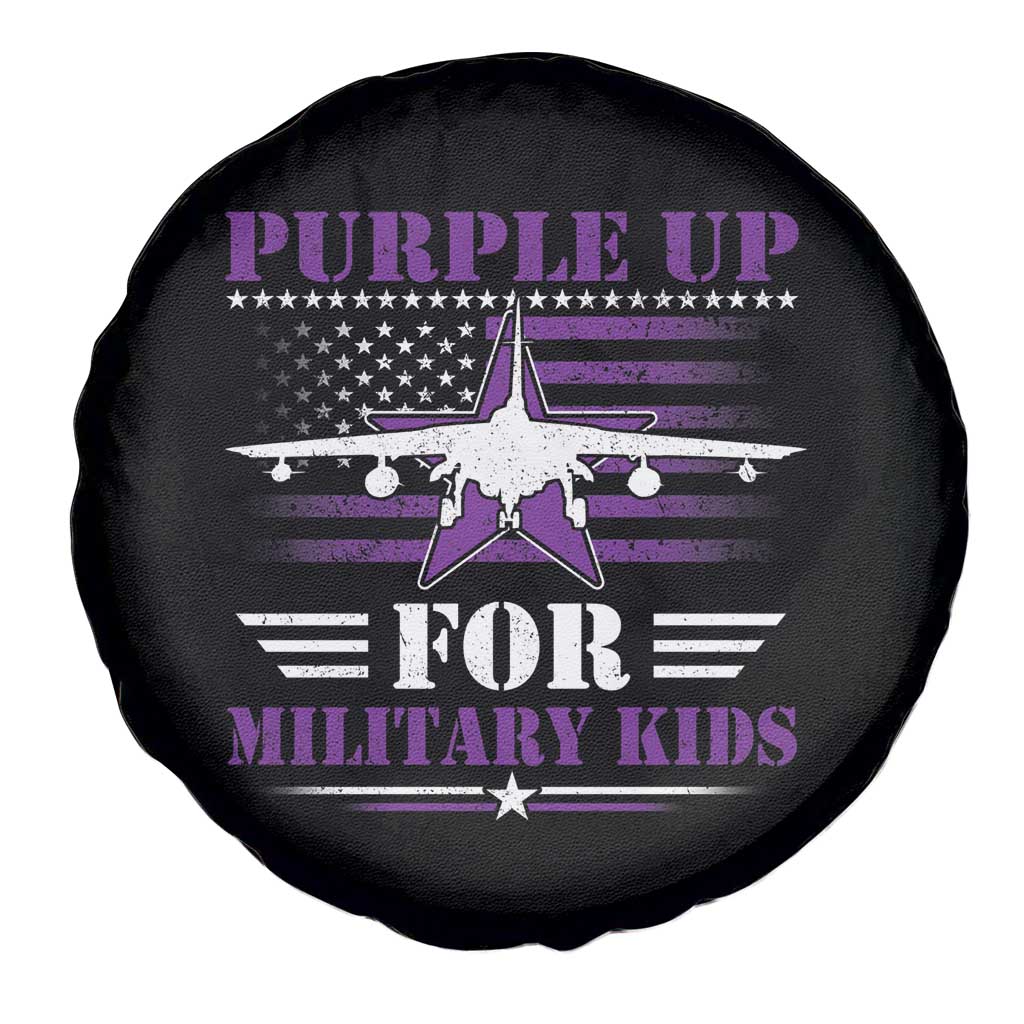 Purple Up For Military Kids Spare Tire Cover Vintage American Flag Fights