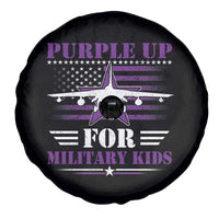 Purple Up For Military Kids Spare Tire Cover Vintage American Flag Fights