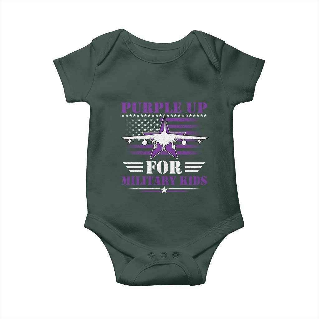 Purple Up For Military Kids Baby Onesie Vintage American Flag Fights