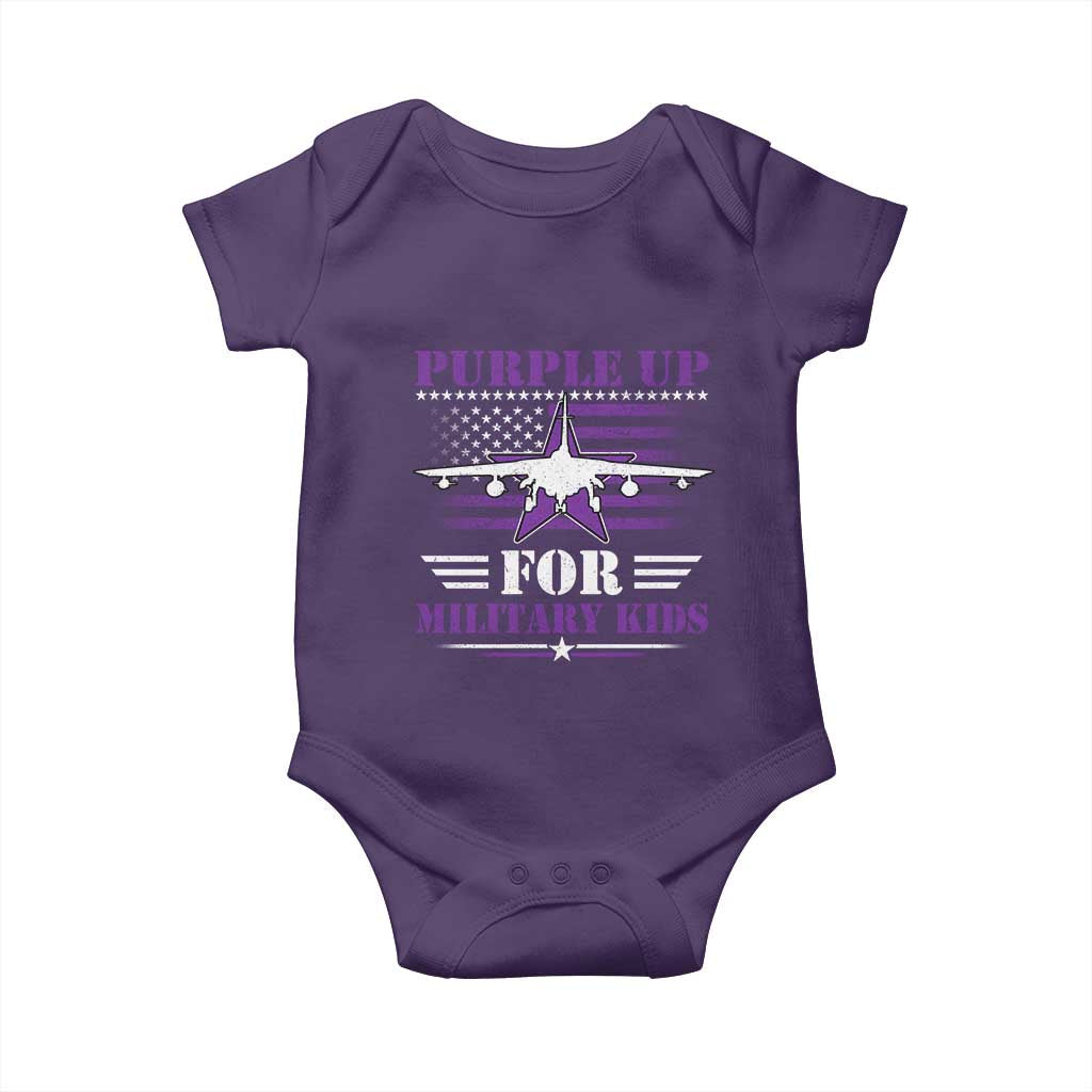 Purple Up For Military Kids Baby Onesie Vintage American Flag Fights