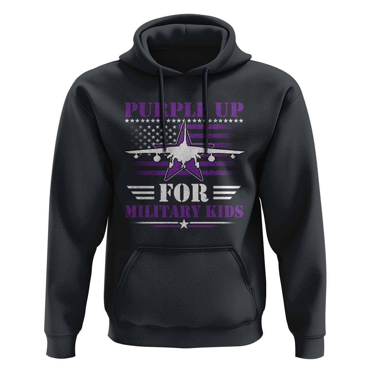 Purple Up For Military Kids Hoodie Vintage American Flag Fights
