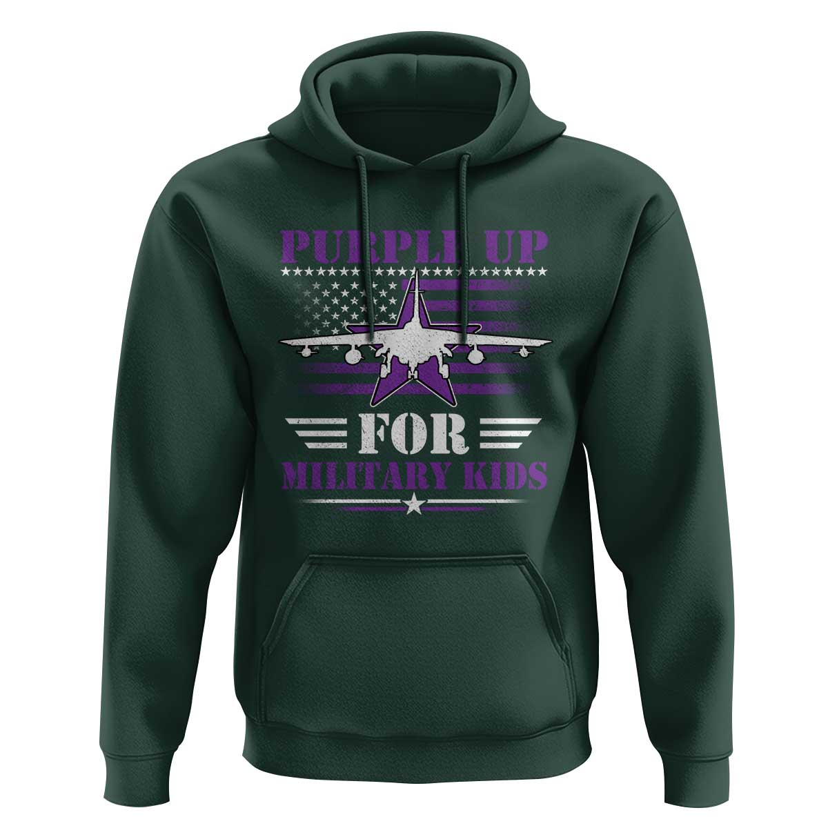 Purple Up For Military Kids Hoodie Vintage American Flag Fights