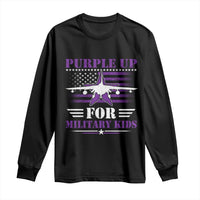 Purple Up For Military Kids Long Sleeve Shirt Vintage American Flag Fights