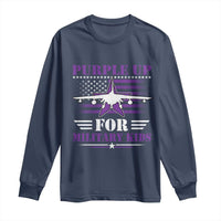 Purple Up For Military Kids Long Sleeve Shirt Vintage American Flag Fights