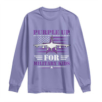 Purple Up For Military Kids Long Sleeve Shirt Vintage American Flag Fights